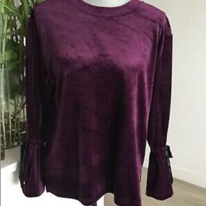 Velvet Purple Long Sleeve Flare Shirt